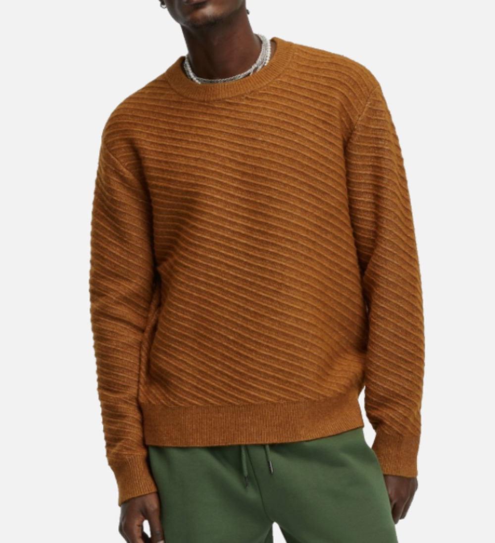 Mode of One Men's Diagonal Texture Sweater French Vicuna XL